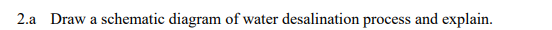 2.a Draw a schematic diagram of water desalination process and explain.
