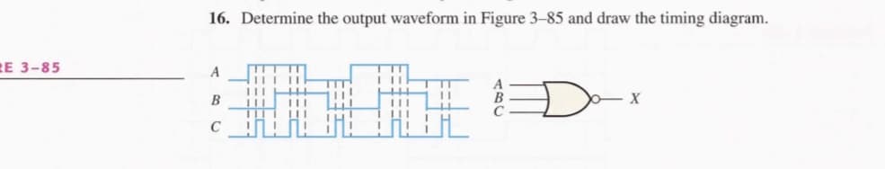 16. Determine the output waveform in Figure 3–85 and draw the timing diagram.
RE 3-85
A
B
C
