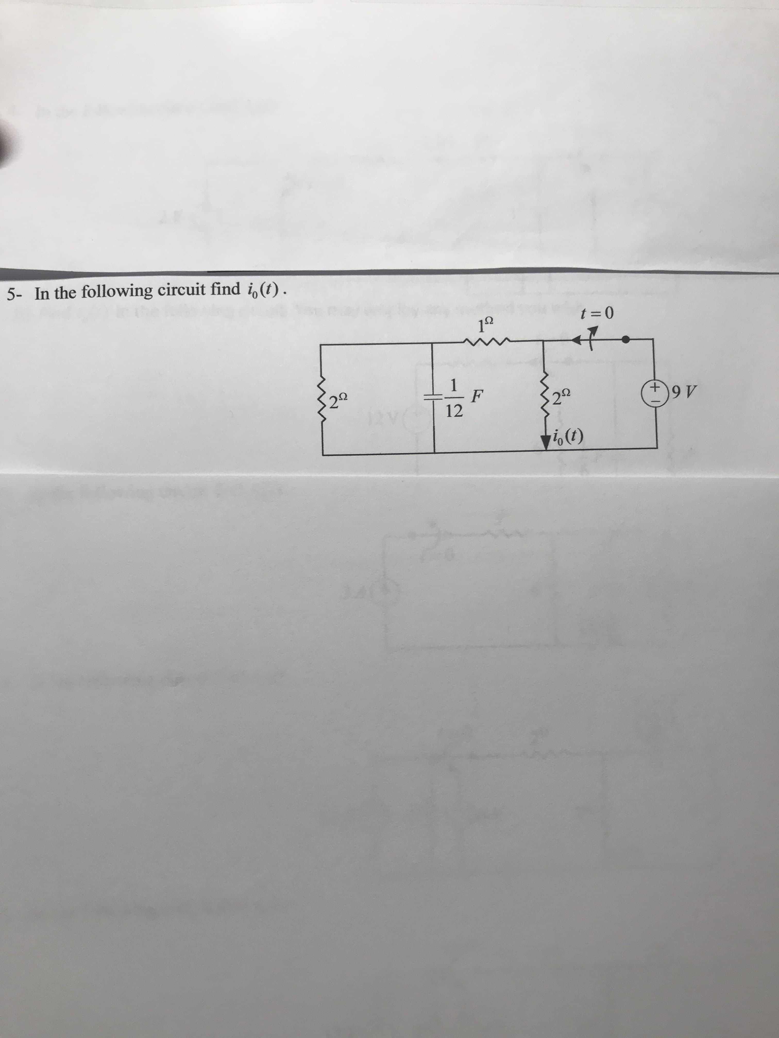 5- In the following circuit find io)
t-0
2Ω
2
12
o (t)
