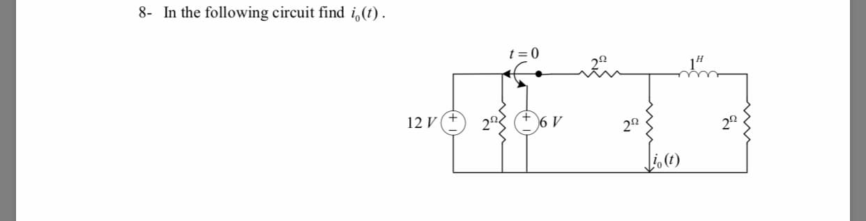 8- In the following circuit find i()
2Ω
0

