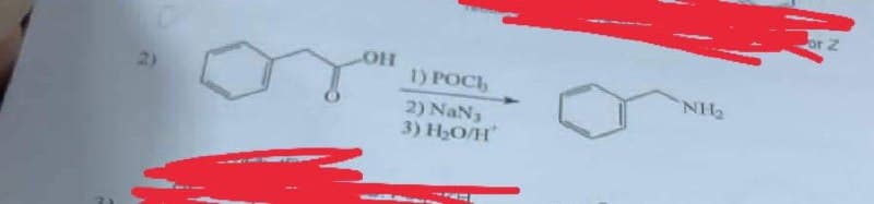 2)
LOH
1) POCI,
2) NaN,
3) H₂O/H*
NH₂
or Z