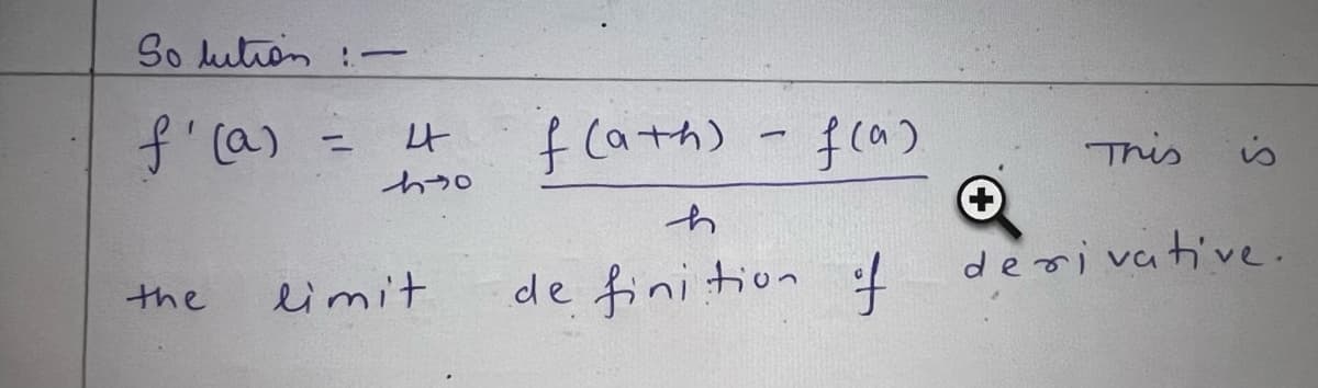 So lution :-
%3D
This
is
hso
derivative.
limit
de fini tion f
the
