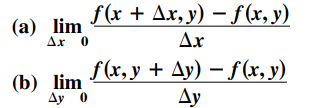 f(x + Ax, y) – f (x, y)
(а) lim
Ar 0
Дх
(b) lim
Ay 0
S(x, у + Ду) — f(x, y)
Ду

