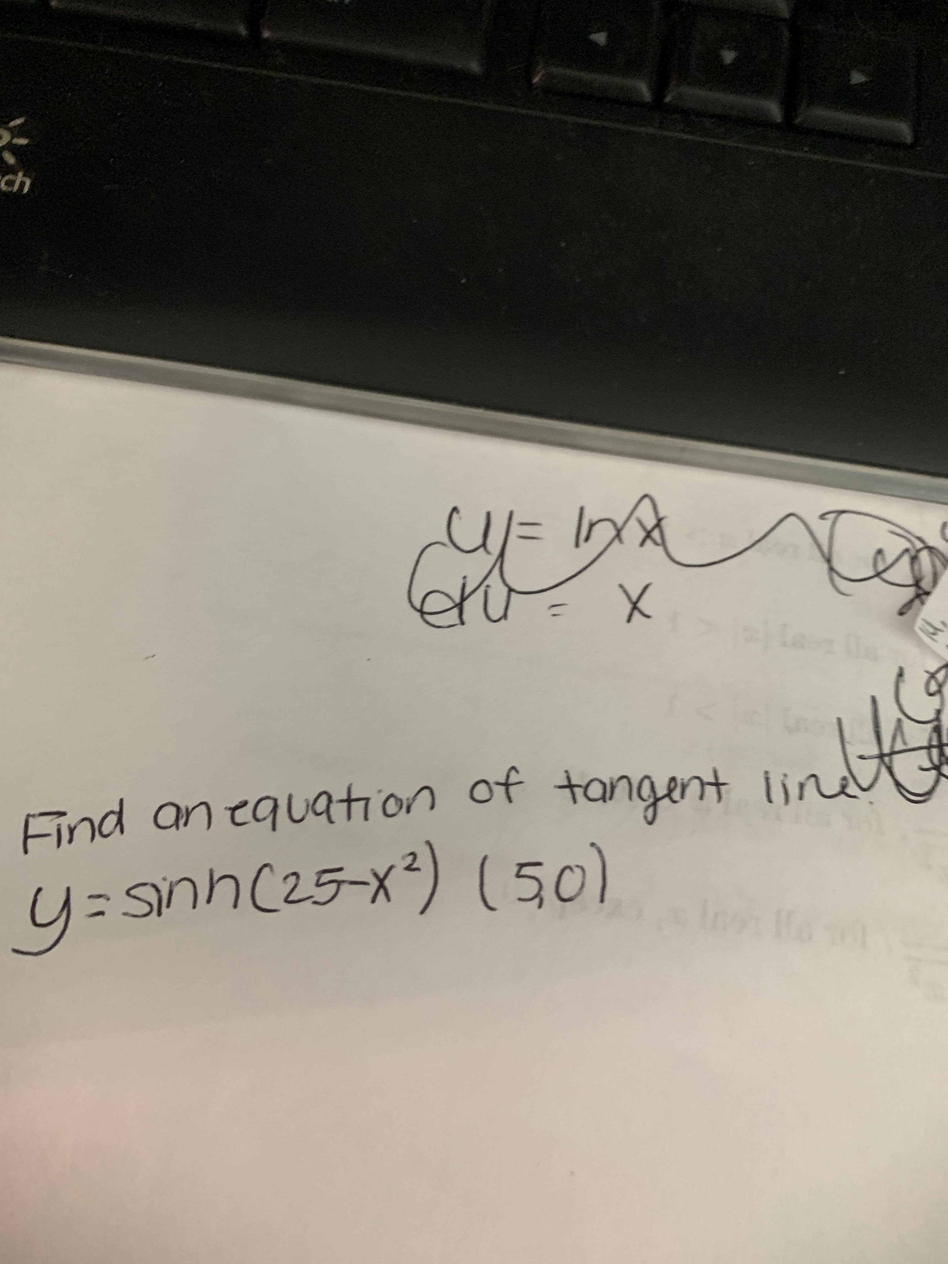 ind an equation of tar
y=snnc25-x²) (50)
ngent lir
