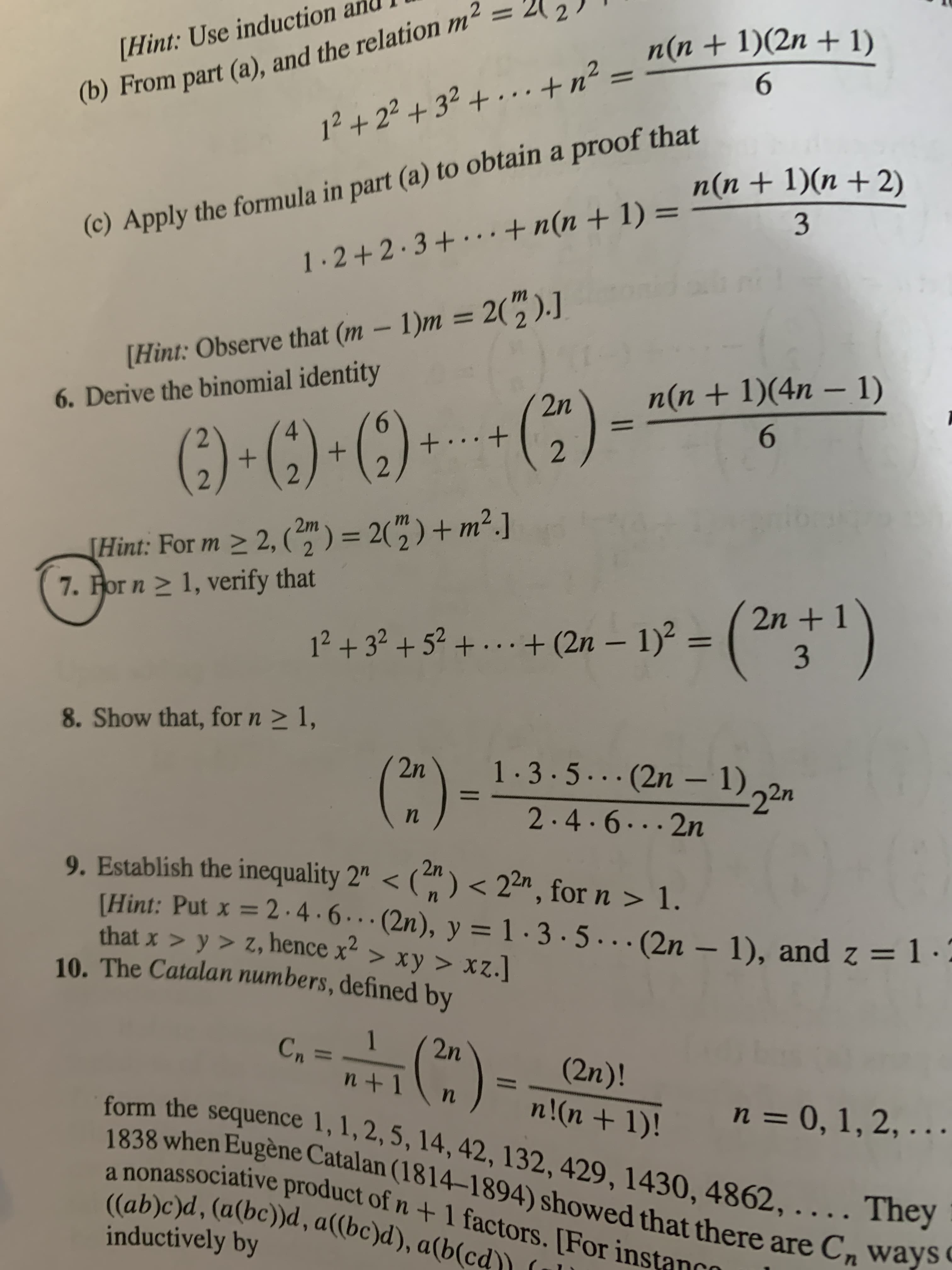 7. For n > 1, verify that
1? + 3? + 5² + ...+ (2n – 1)? = ( 2" *1 )
%3D
-
