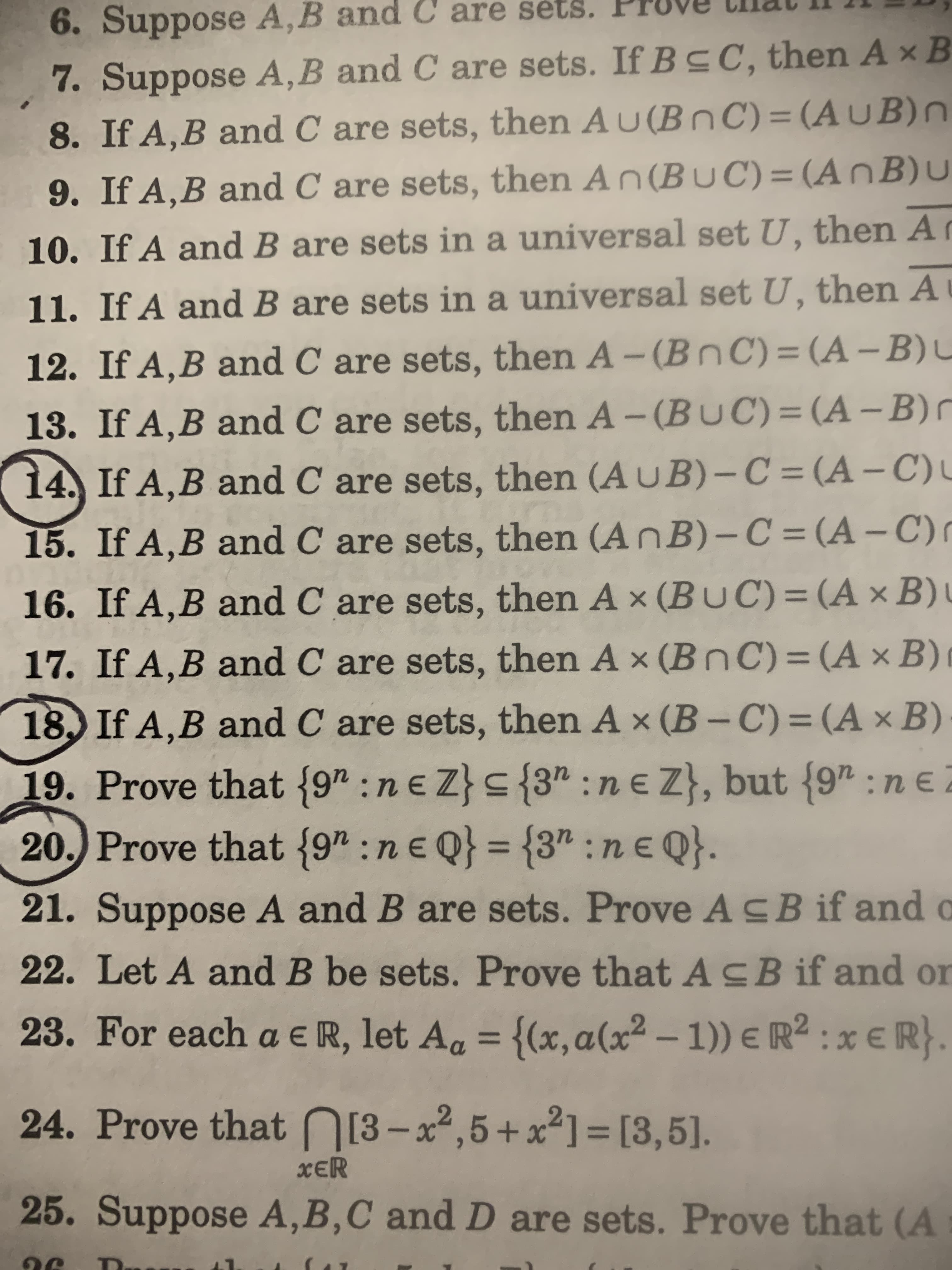 20.) Prove that {9" :n€ Q} = {3" : ne Q}.
%3D
