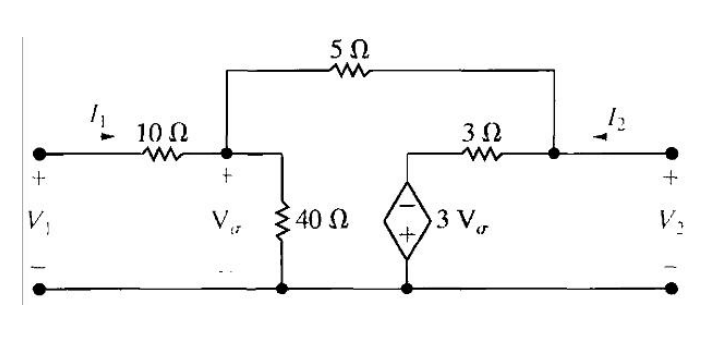 +
V₁
Τ 10Ω
W
5 Ω
m
V. Σ40Ω
Va
+
3 Ω
13 Vo
+
V₂