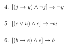 4. [(j → y) ^ ¬j] → ¬y
c V u) A c]
6. [() —> е) Ле] —ь
