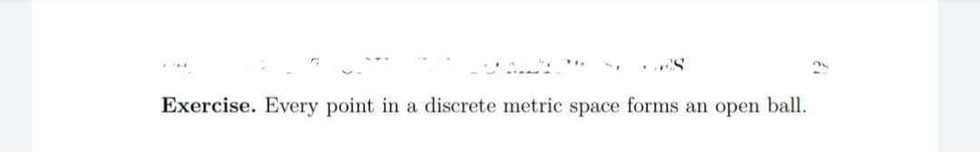 Exercise. Every point in a discrete metric space forms an open ball.
