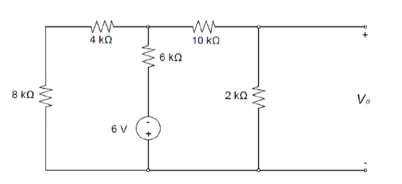 4 ko
10 ka
6 ΚΩ
8 kO
2 kQ
Vo
6 V
