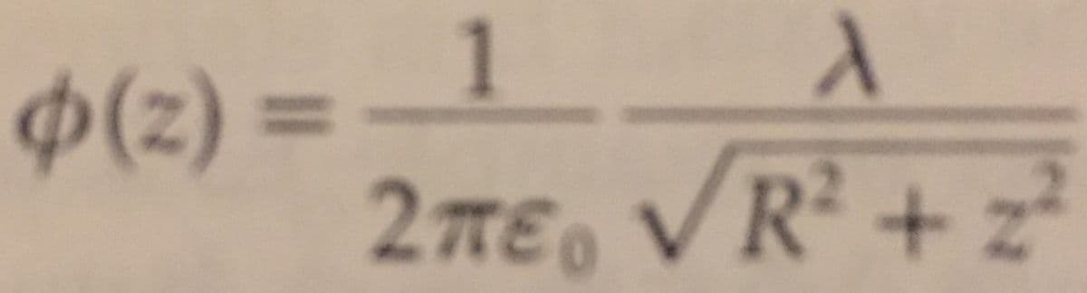 1.
$(2) =
%3D
2TE, VR + z
2πεο
