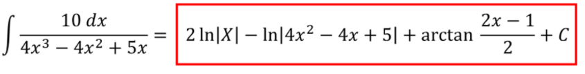 10 dx
2х — 1
+ C
-
2 In|X| – In|4x2 – 4x + 5| + arctan
4x3 – 4x2 + 5x
-
II
