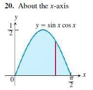 20. About the x-axis
у
y = sin x cos x
TT
