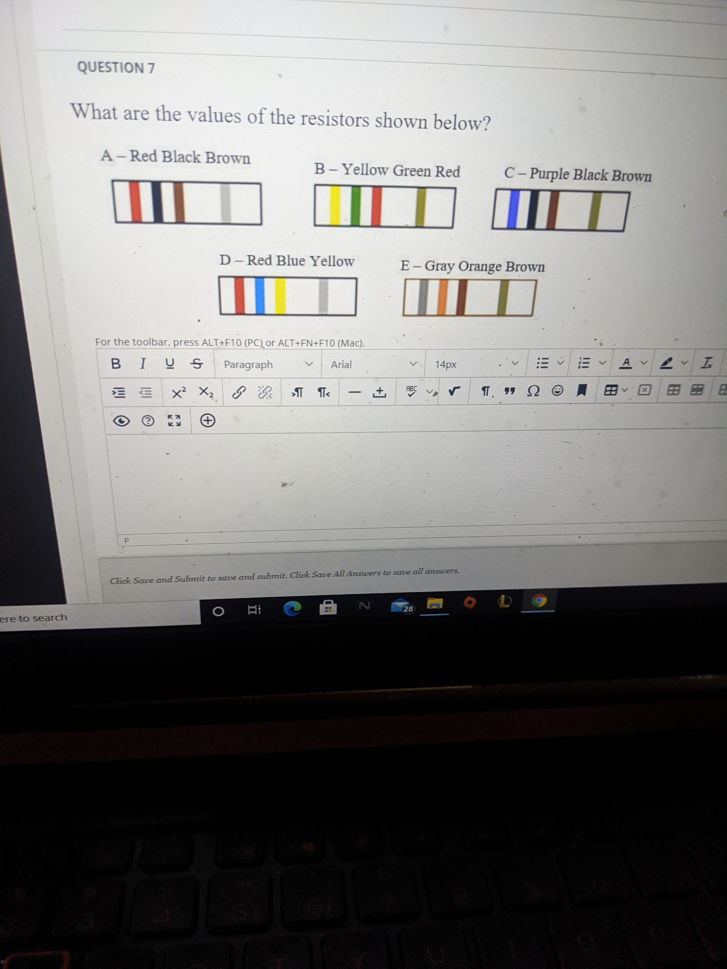 the values of the resistors shown below?
