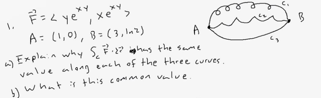 デことye", xe">
トメ
トメ
A= (1,0), B=( 3,In2)
A
W Explain why Sc Fiz? ing has the same
valve along each of the three curves.
フ
もっ
) what t this common value.
