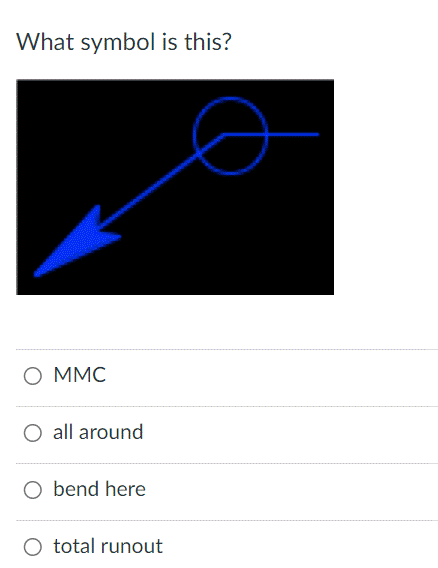 What symbol is this?
O MMC
O all around
bend here
total runout