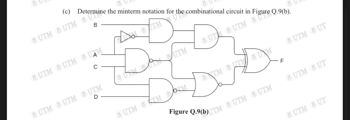 (c) Determine the minterm notation for the combinational circuit in
O UTM UTM GUTH
O UTM UTM UTM
UTM UTM UTM
D
UTM UT
NTM UTM 3UM
O UTM TM M
UTM UT"
UTM UT
