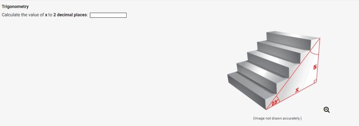 Trigonometry
Calculate the value of x to 2 decimal places:
(Image not drawn accurately.)
