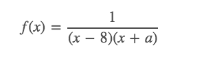 1
f(x) =
(x – 8)(x + a)
