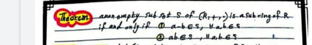 Theorem anan ompty sub sotS_of_CRit+)is-asubringafR
if and only-if a-bes,Va,beS.
O abesa,bes
