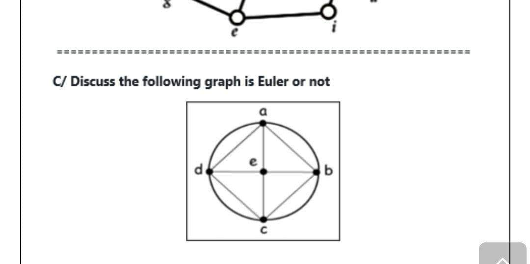 %3D==== ==
C/ Discuss the following graph is Euler or not

