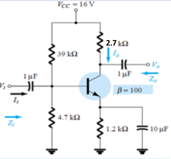 Vcc = 16 V
2.7 k2
39 k2
HE
1 uF
1 uF
В- 100
4.7 k2
1.2 ka
10 uF
