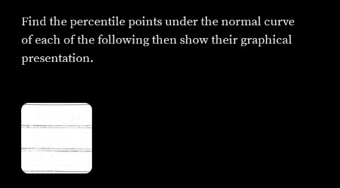 Find the percentile points under the normal curve
of each of the following then show their graphical
presentation.