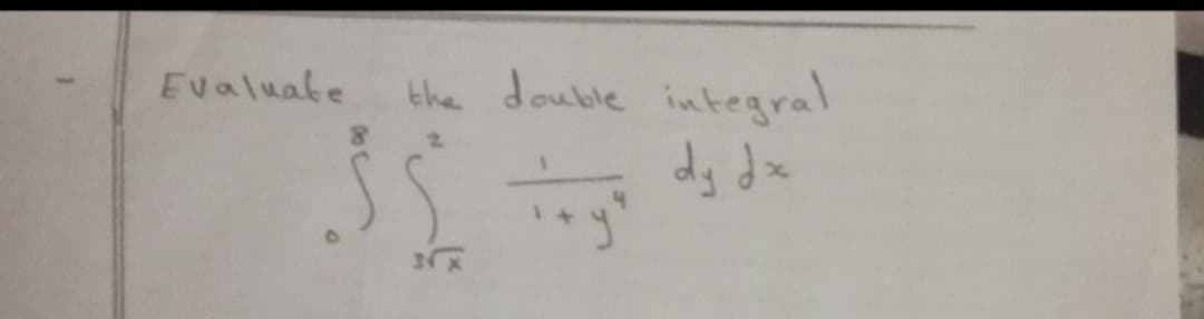 the double integral
dy dx
Evaluate
2.
