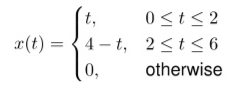 0<t< 2
4 – t, 2<t <6
t,
r(t):
0,
otherwise
