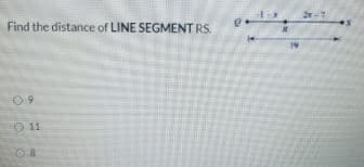Find the distance of LINE SEGMENT RS.
O 11
