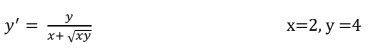 y
y' =
x=2, y =4
x+ Vxy
