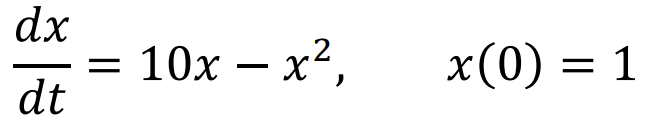 dx
10х — х2,
x(0) = 1
dt
