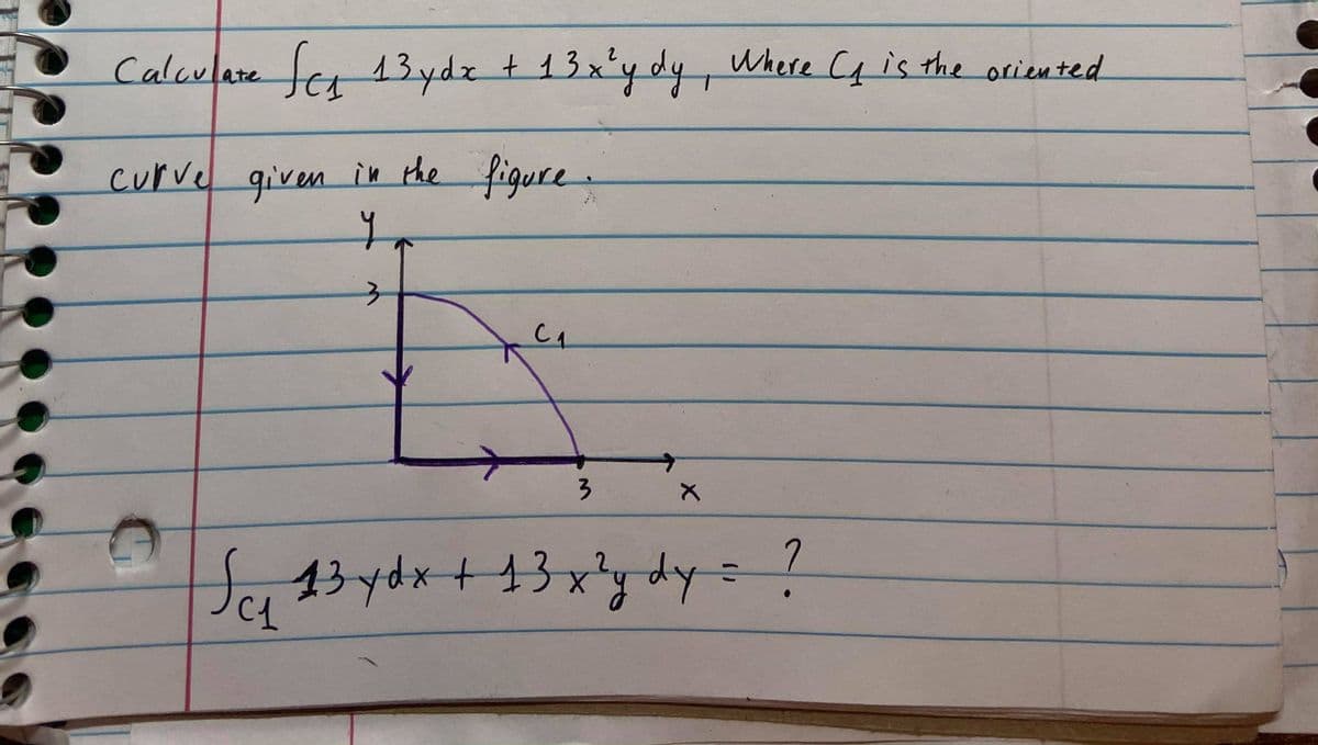 Calculare fr 13 ydz t 13x'y dy,
Where CA is the oriented
curve given in the figure.
fr 13 ydx+13x'ydy=?
2.
C1

