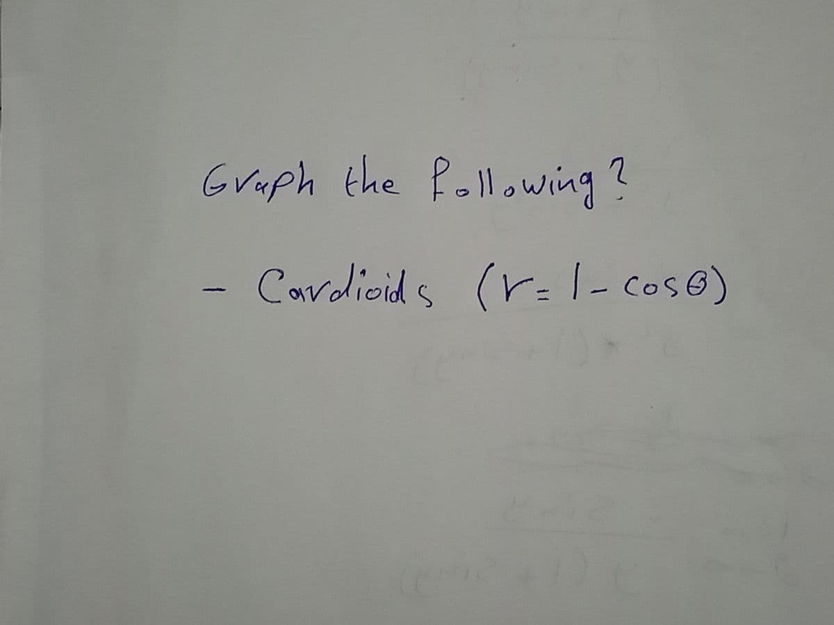 Graph the following?
Cordicids (r-|- Coso)
