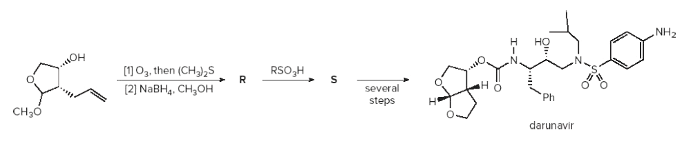 ZHN"
[1] O3, then (CH3)2S
RSO3H
[2] NABH4, CH3OH
several
steps
н
Ph
н
CH30
darunavir
