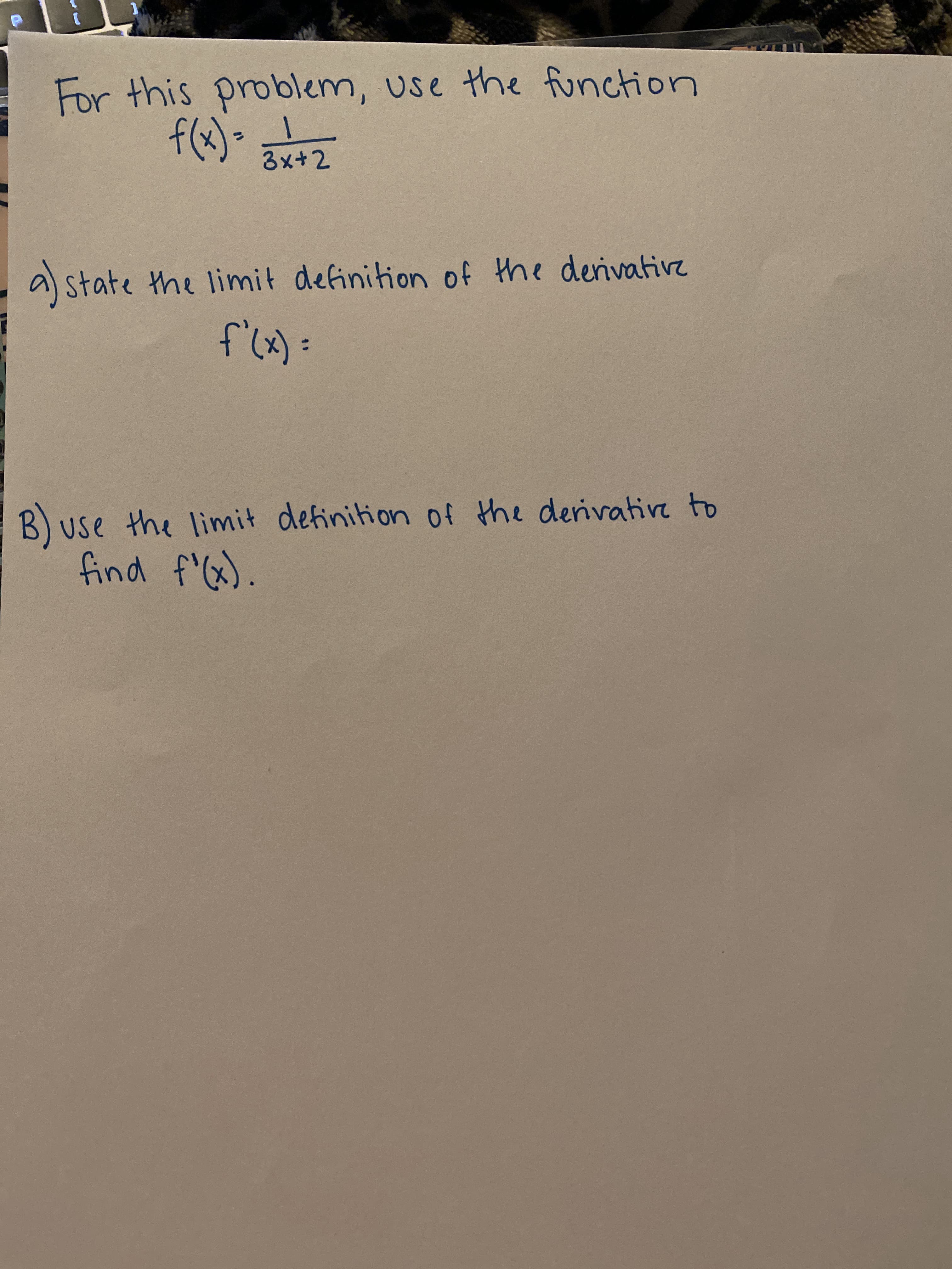 state the limit definition of the derivative
