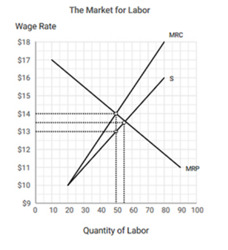 The Market for Labor
Wage Rate
MRC
$18
$17
$16
$15
$14
$13
$12
$11
MRP
$10
$9
10 20 30 40 50 60 70 80 90 100
Quantity of Labor
