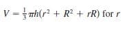 V = nh(r? + R? + rR) for r
