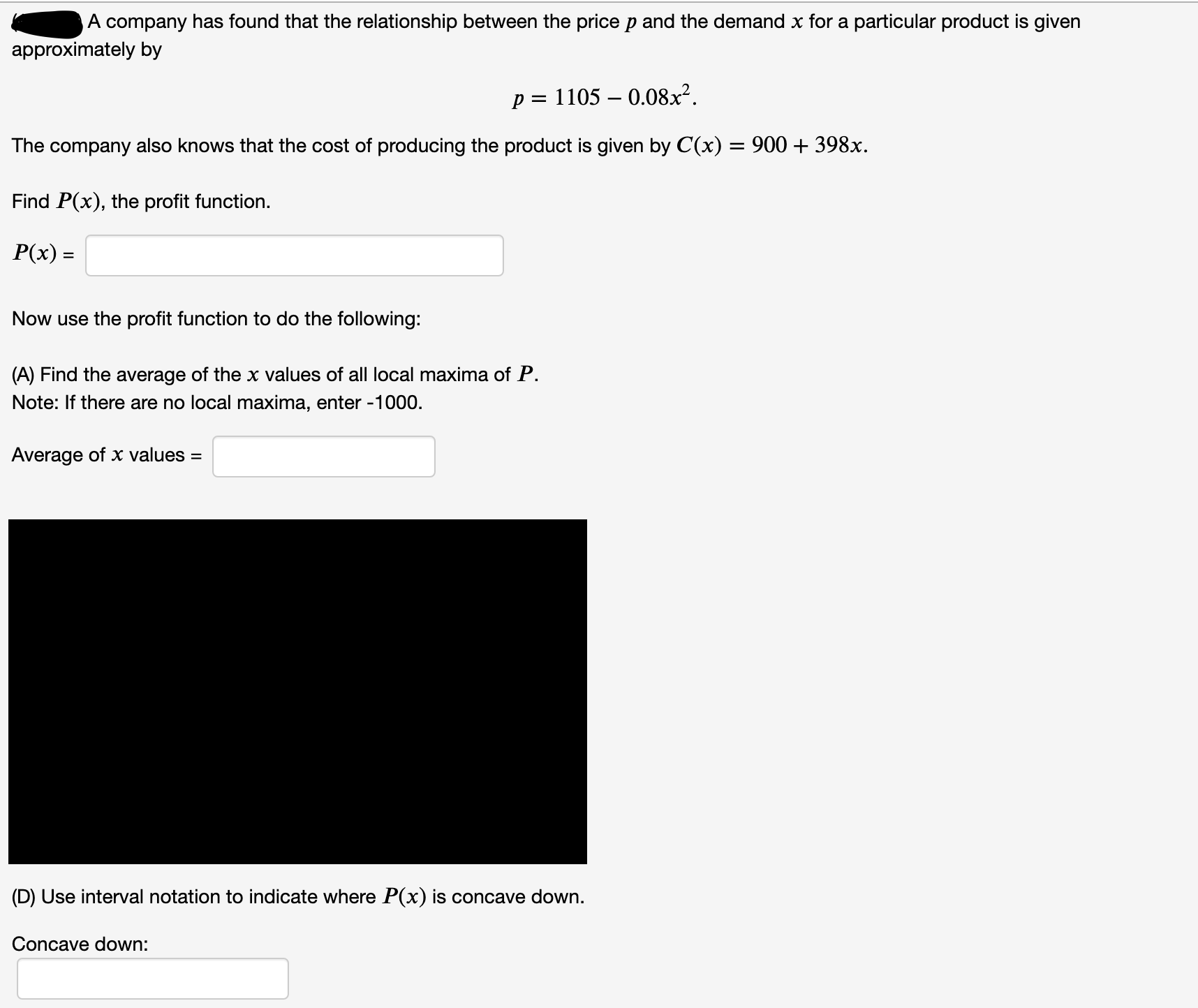 Find P(x), the profit function.
