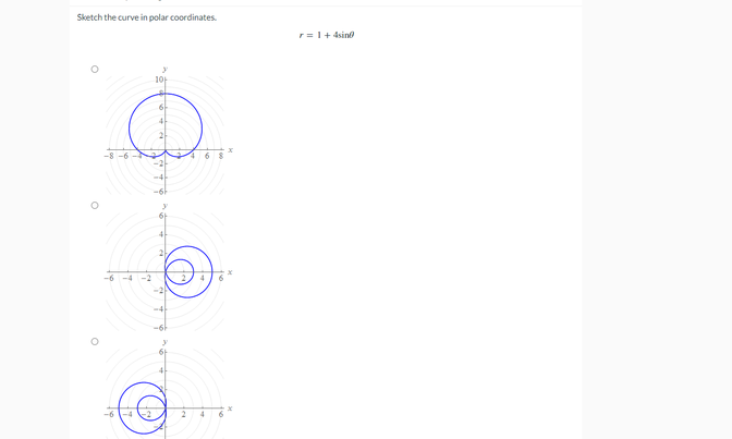 Sketch the curve in polar coordinates.
r=1+ 4sin
10
