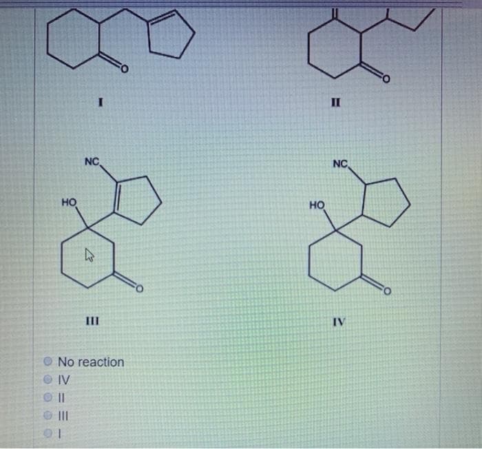 II
NC
NC
HO
HO
II
IV
No reaction
IV
II
