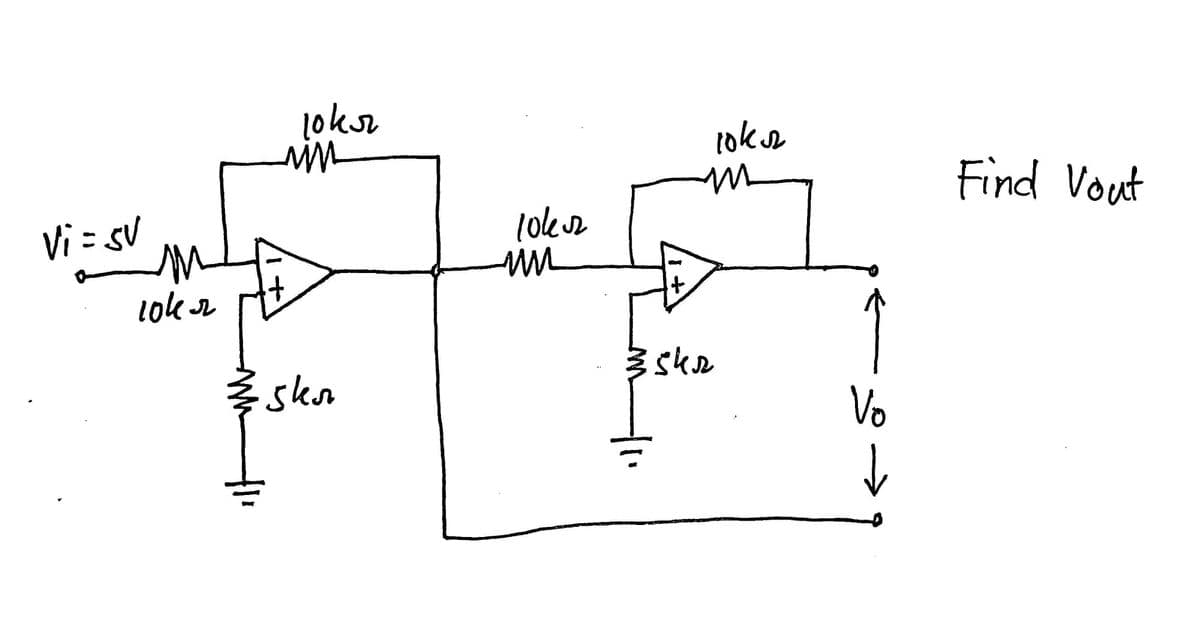 Vi = SV
10kr
loks
in
iskor
+1₁
1062
un
loks
M
It
35kr
Vo
Find Vout