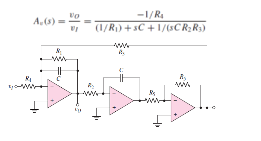 -1/R4
vo
A,(s) =
(1/Rj) + sC + 1/($CR2R3)
R1
R3
C
R5
R4
C
R2
R5
vo
