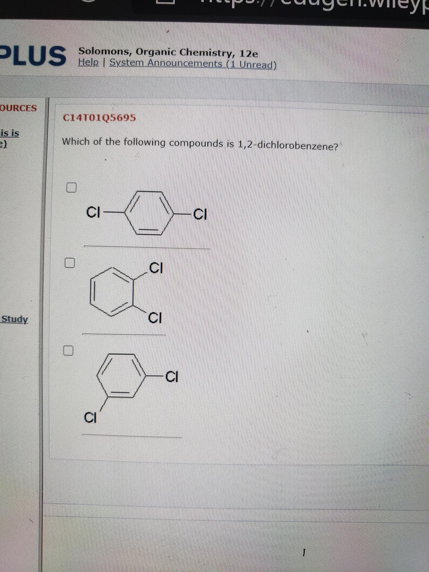 Which of the following compounds is 1,2-dichlorobenzene?
CI
-CI
CI
CI
CI
CI
