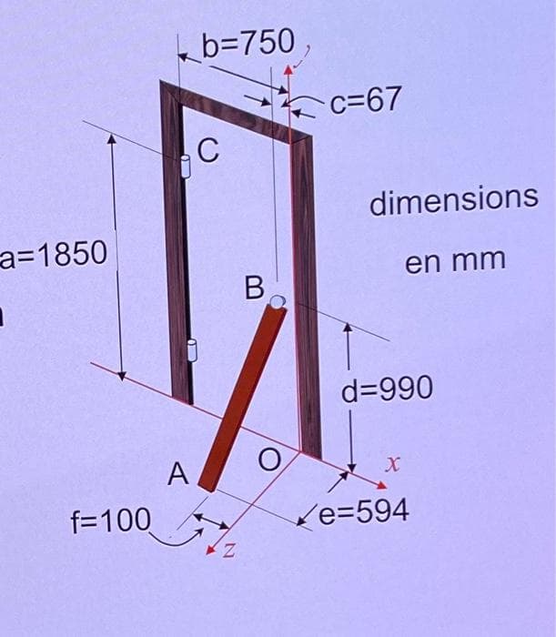 a=1850
1
f=100
A
b=750
C
Z
B
c=67
dimensions
en mm
d=990
✓e=594