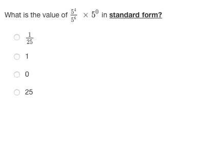 What is the value of
x 5° in standard form?
25
25
