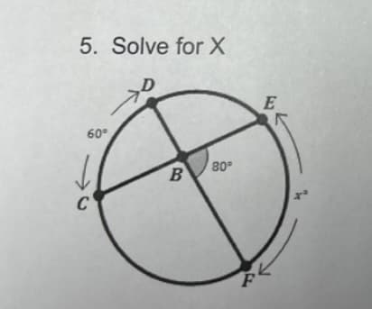 5. Solve for X
60°
C
B
80°
P
E
