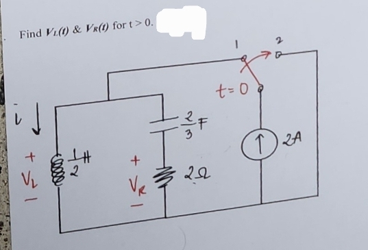 Find VL(1) & VR(1) for t > 0.
+31
€moxa
Fr
V₁
22
t=0
(1) ZA