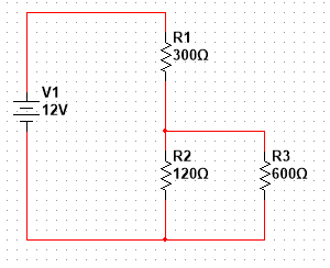 R1
300Q
V1
12V
R2
R3
1200
6000
