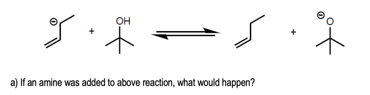了ドーメネ
OH
+
a) If an amine was added to above reaction, what would happen?
